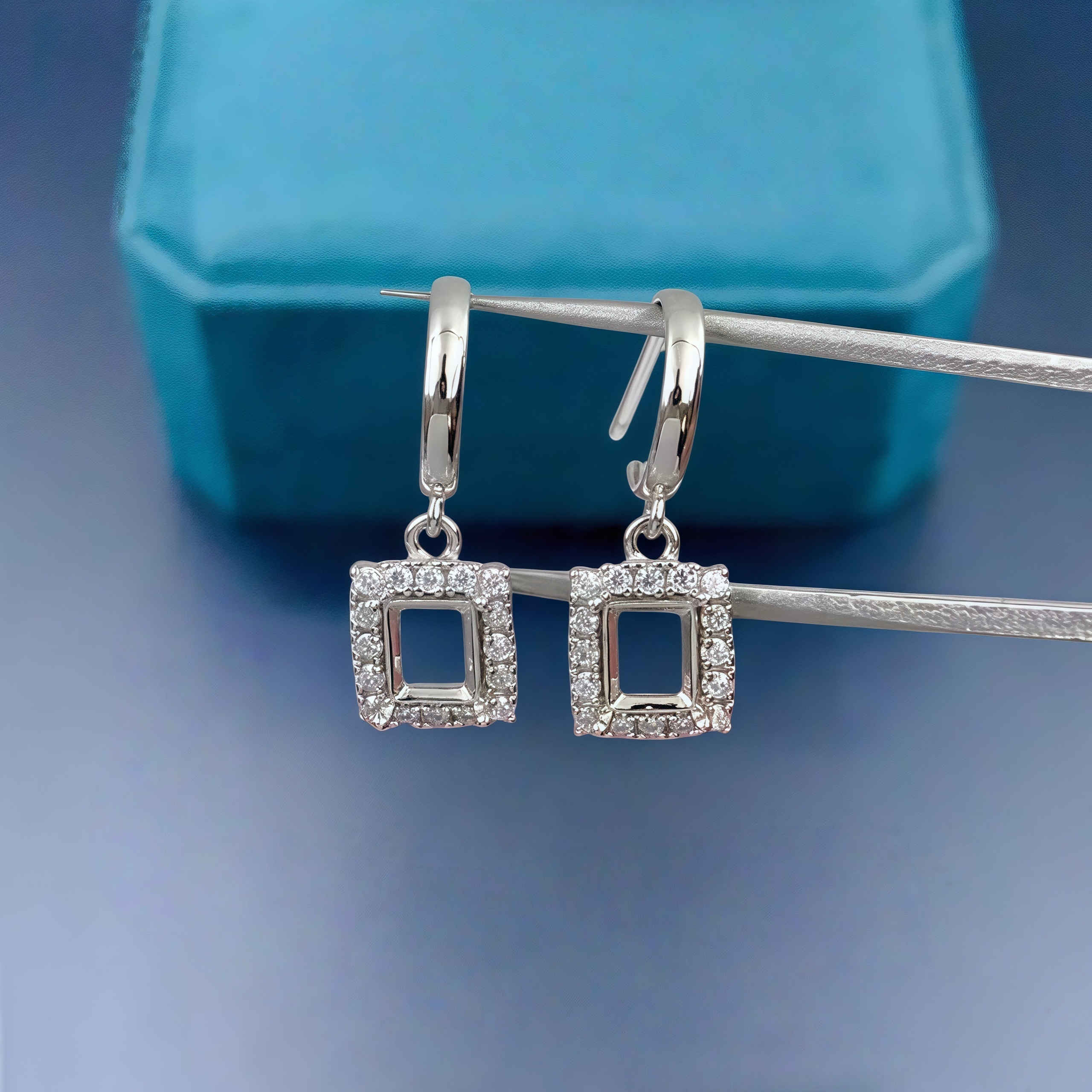 Women'S Fashion Earrings - Setting 4*5mm Rectangle Stone DIY Fashion