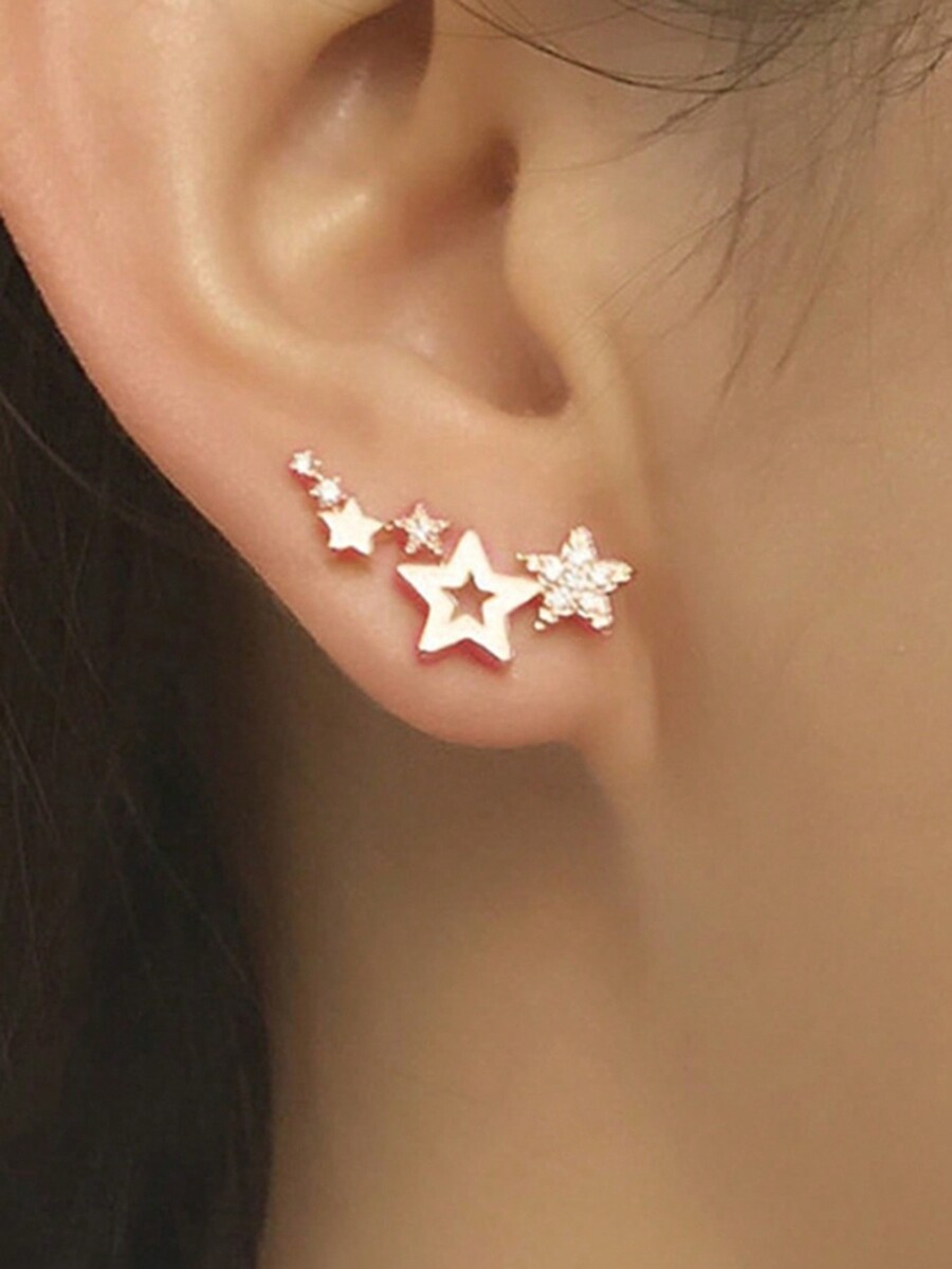 Women'S Fashion Earrings - 1 pair stylish minimalist star-shaped zirconia