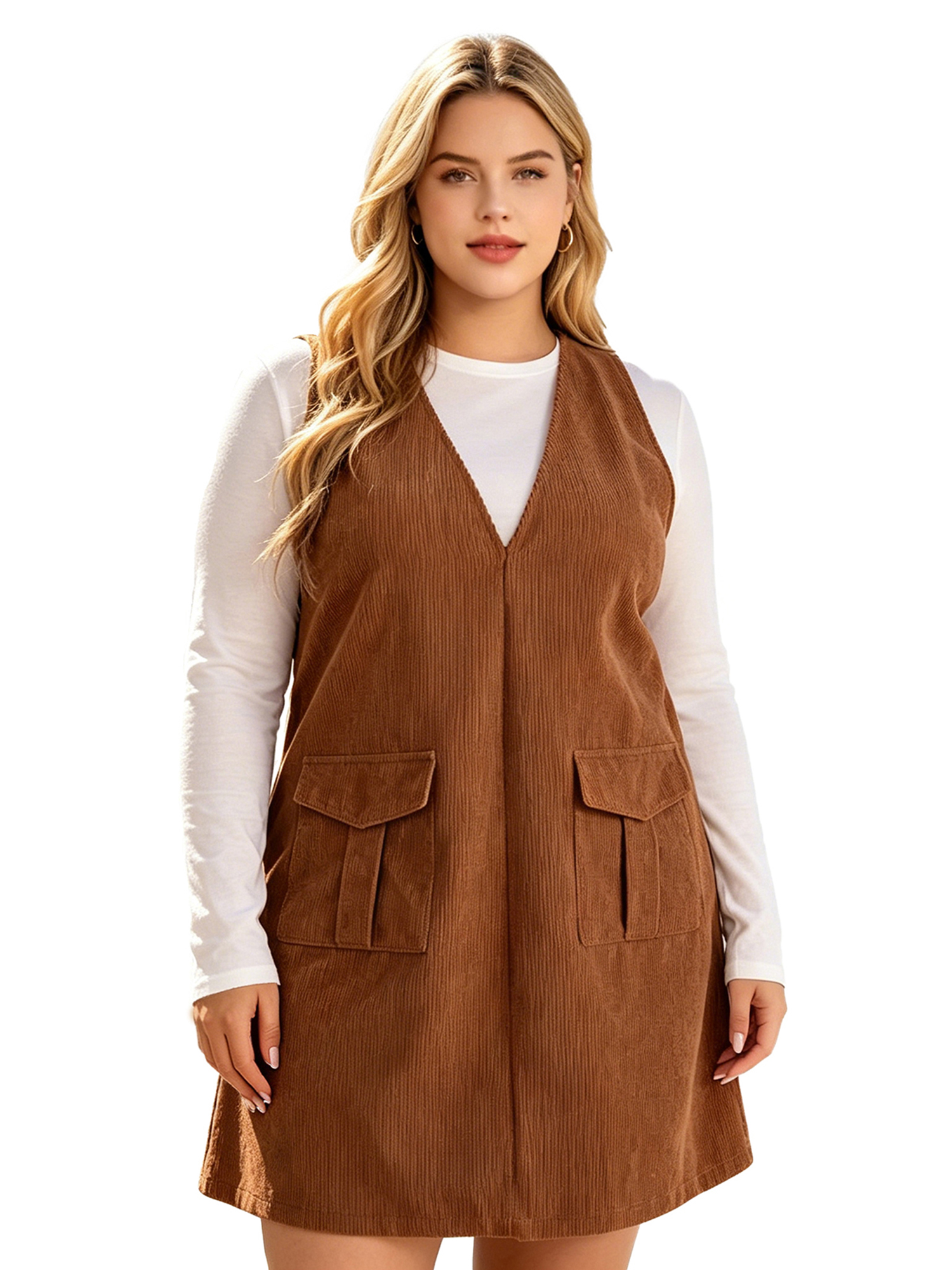 Women'S Fashion Utility Vest - Women Plus Size Dress Solid Color
