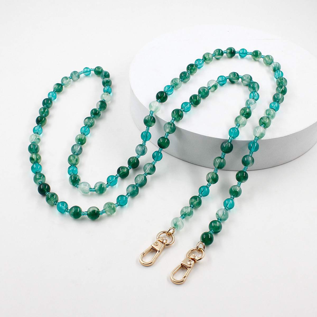 Women Fashion Handbags - Women Glass Bead Bag Chain Long
