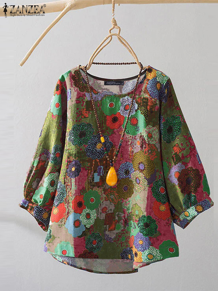 Puff Sleeve Blouse - Plus Size Blouses ZANZEA Women Cotton