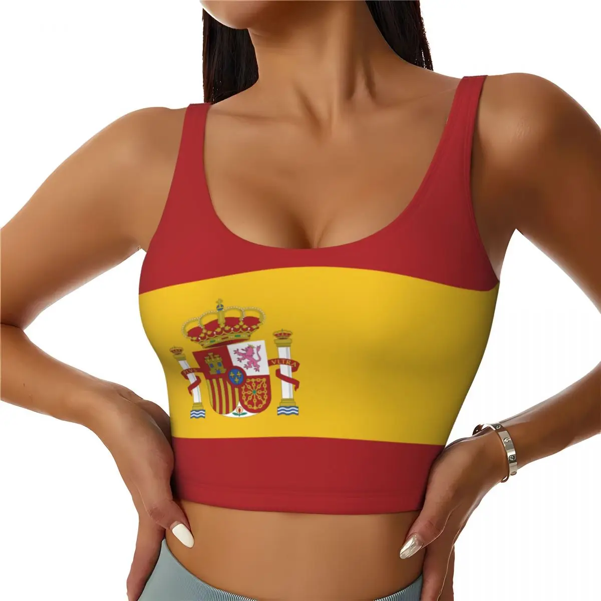 V Neck Cami Top - Spain Flag Basic Tops Women Samba