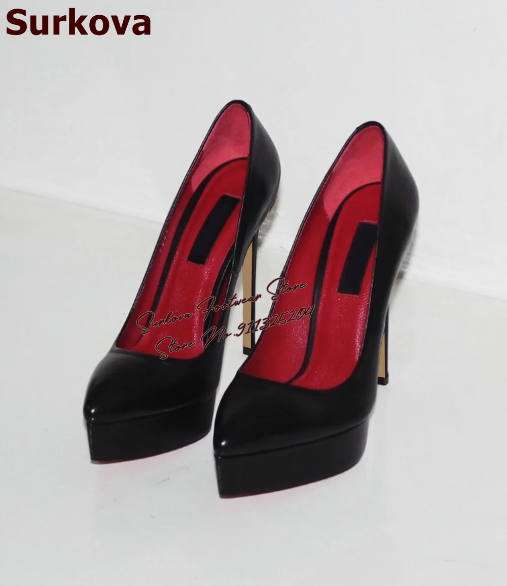 Women Fashion Reddit - Surkova Black Matte High Heel Platform