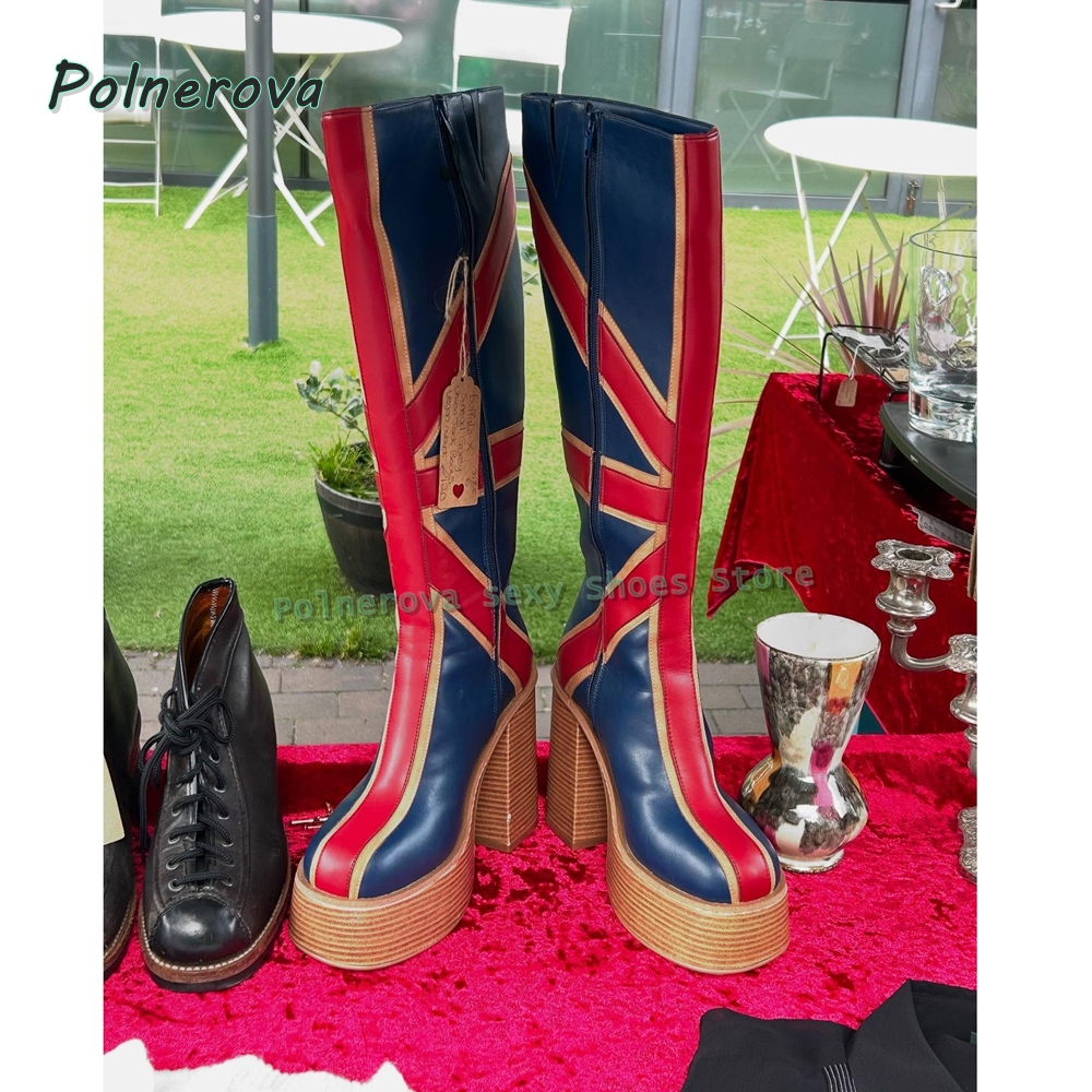 Women'S Fashion Trends 2025 - Union Jack Platform Fashion Boots Round