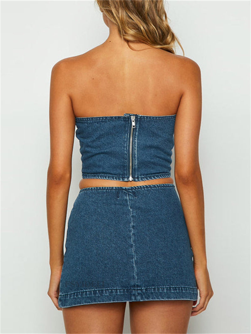 Sexy Denim 2 Piece Sets Women  - Women Fashion Jeans Top incelemesi ve fiyatı