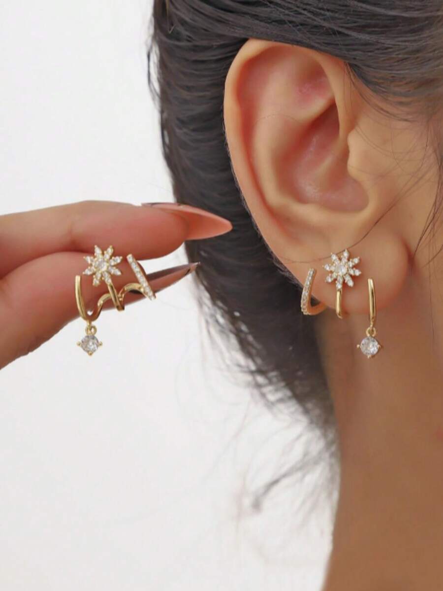 1 Pair Sparkling Micro-Inlaid  - Women'S Fashion Earrings incelemesi ve fiyatı