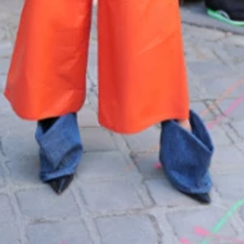Two Tone Denim Fold Over Slip- - Women Fashion Jeans incelemesi ve fiyatı