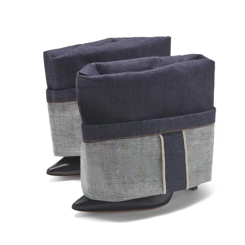 Two Tone Denim Fold Over Slip- - Women Fashion Jeans incelemesi ve fiyatı