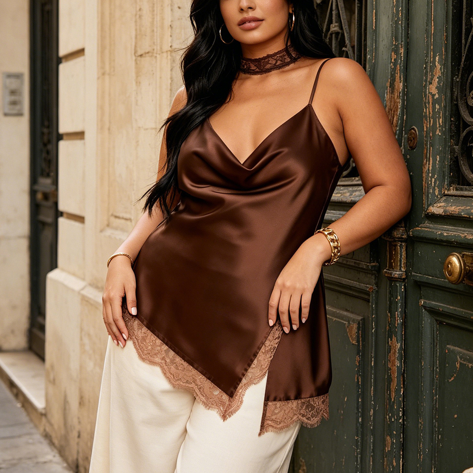 2026 Sexy Women's Plus Size Ca - V Neck Cami Top incelemesi ve fiyatı