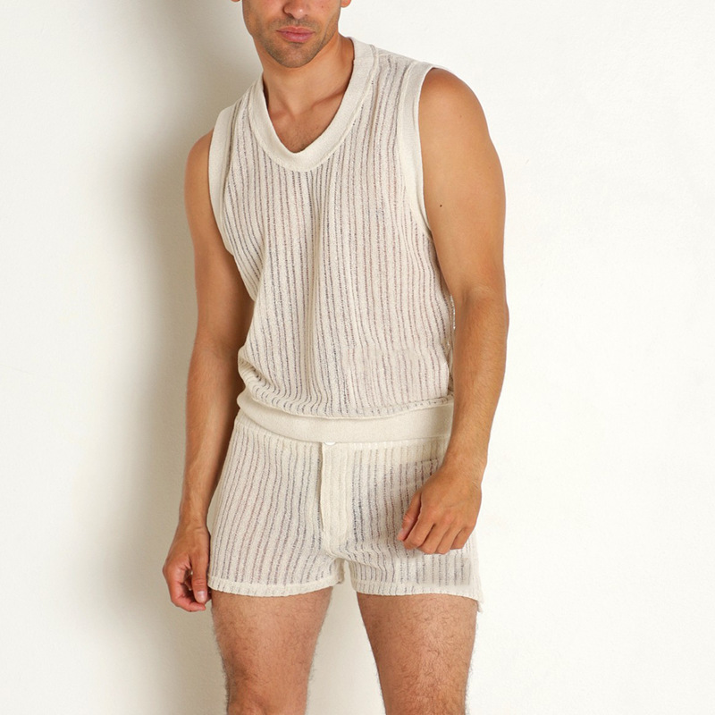 2026 Summer Men's 2Pcs Casual  - V Neck Cami Top incelemesi ve fiyatı