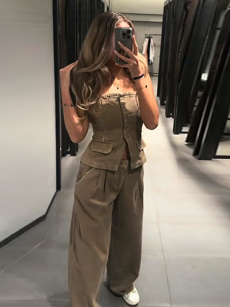 Y2k Women's Chest Wrap Vest Pa - Women Fashion Jeans Top incelemesi ve fiyatı