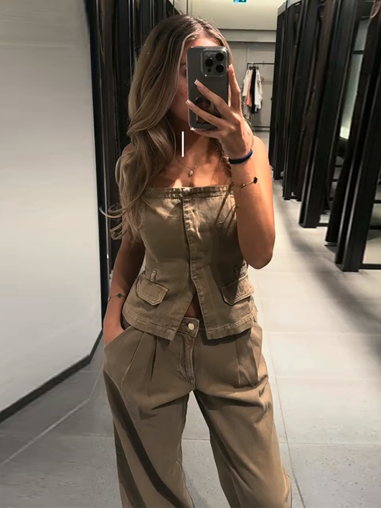 Y2k Women's Chest Wrap Vest Pa - Women Fashion Jeans Top incelemesi ve fiyatı