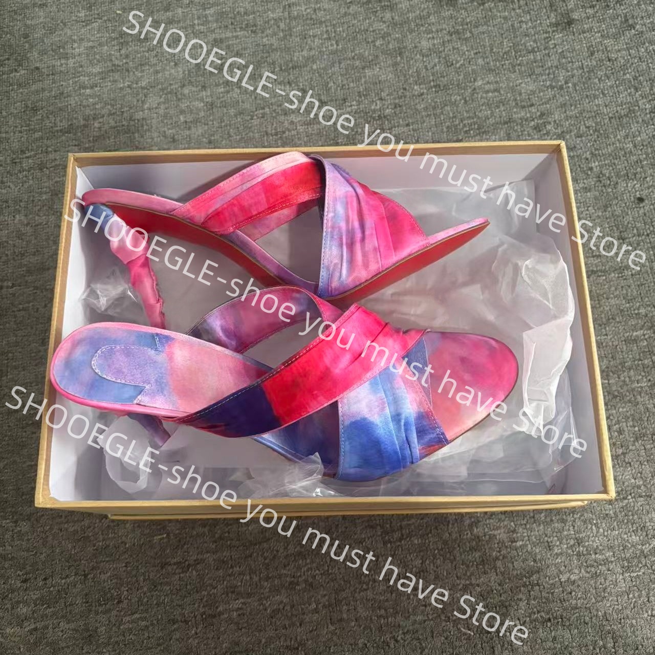 Women's Pink-Blue Tie-Dye Sati - Slip Dress Satin incelemesi ve fiyatı