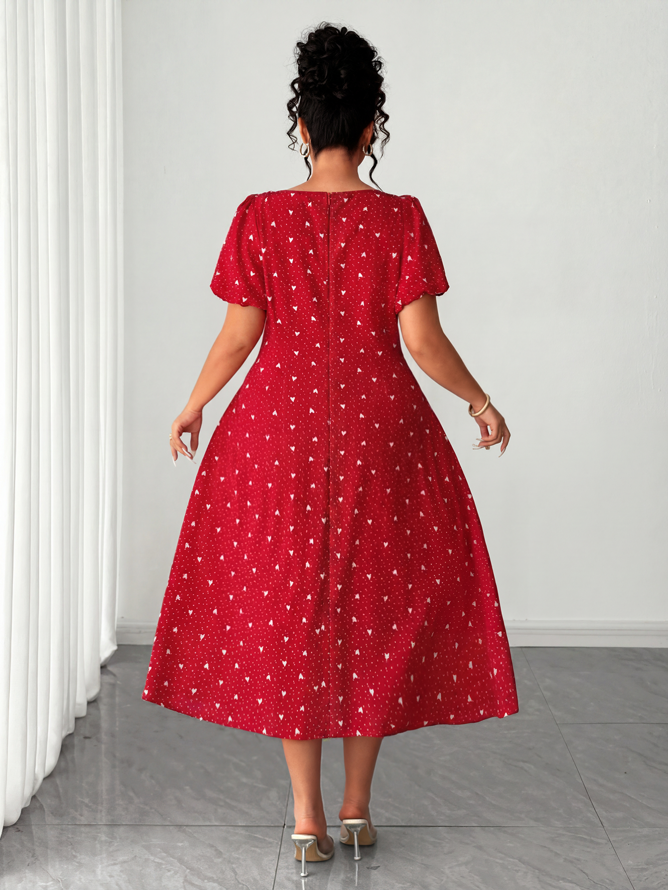 Plus Size Red Polka Dot Midi D - Women Fashion Reddit incelemesi ve fiyatı