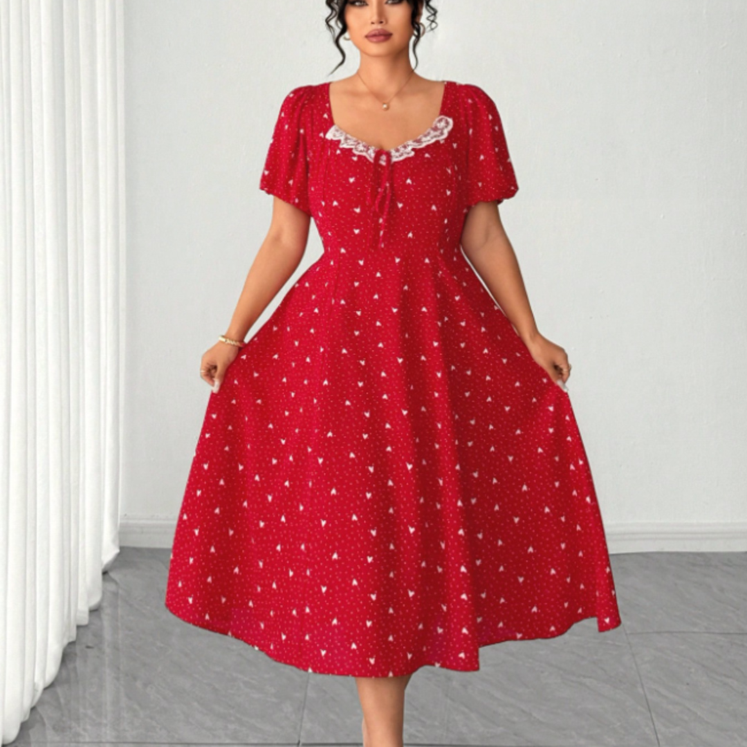 Plus Size Red Polka Dot Midi D - Women Fashion Reddit incelemesi ve fiyatı