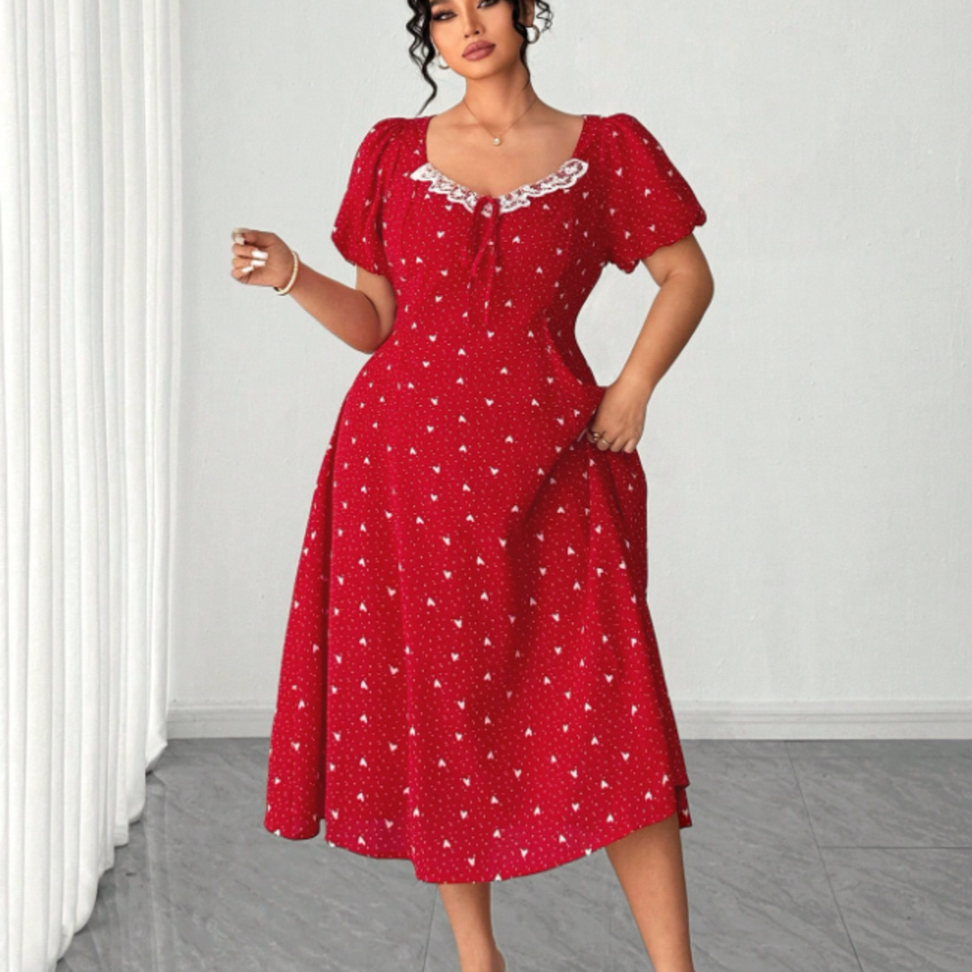 Plus Size Red Polka Dot Midi D - Women Fashion Reddit incelemesi ve fiyatı
