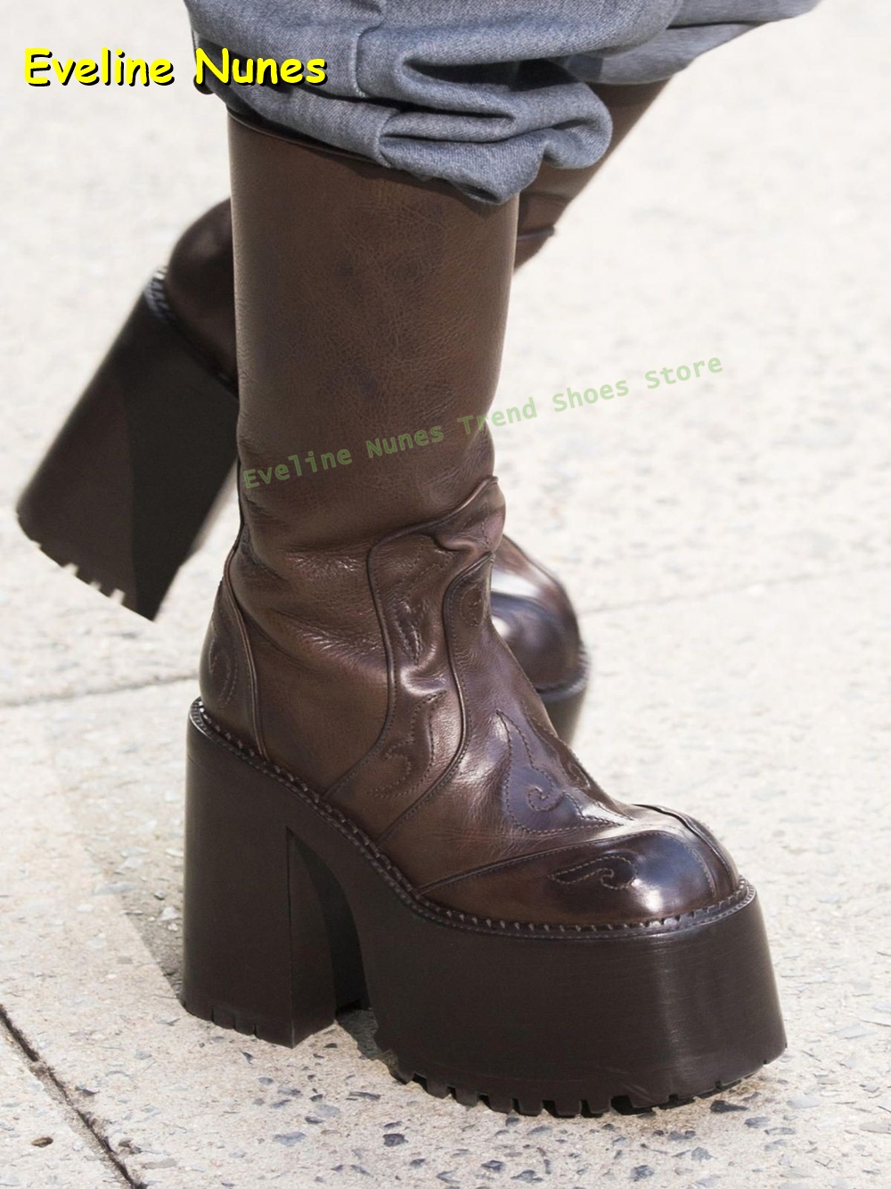 Embroidery Platform Knee High  - Women'S Fashion Trends 2025 incelemesi ve fiyatı