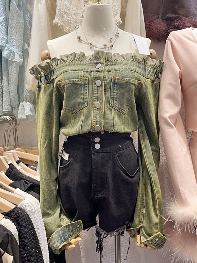 2024 Slah Neck Off Shoulder Lo - Women Fashion Jeans Top incelemesi ve fiyatı