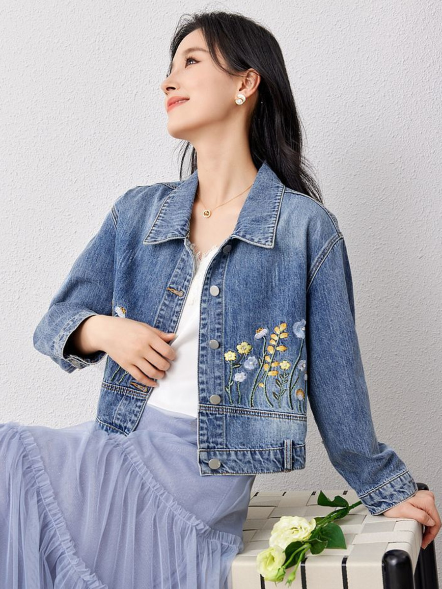 Floral Embroidered Denim Short - Women Fashion Jeans Top incelemesi ve fiyatı