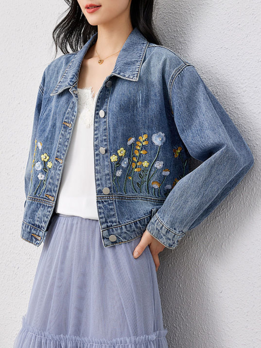 Floral Embroidered Denim Short - Women Fashion Jeans Top incelemesi ve fiyatı
