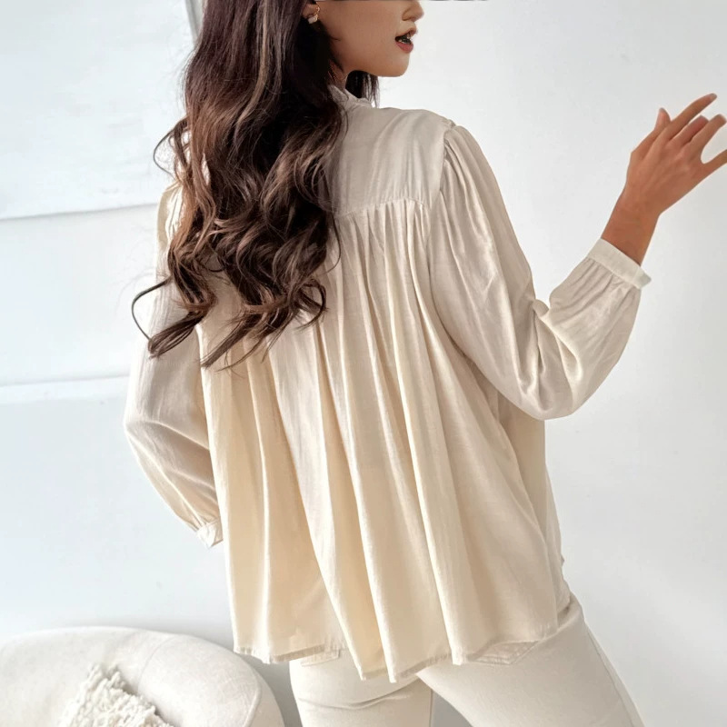 Gentle Style Lace Spliced Loos - Puff Sleeve Blouse incelemesi ve fiyatı