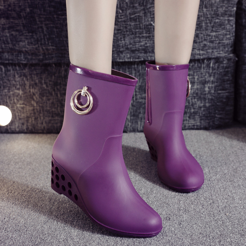 Korean Style Wedges Mid Tube R - Women'S Fashion Rain Boots incelemesi ve fiyatı
