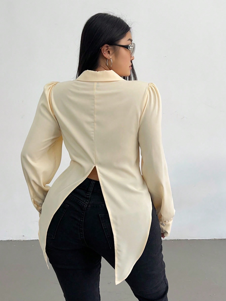 Plus Size Curvy Women Cream Sa - Puff Sleeve Blouse incelemesi ve fiyatı