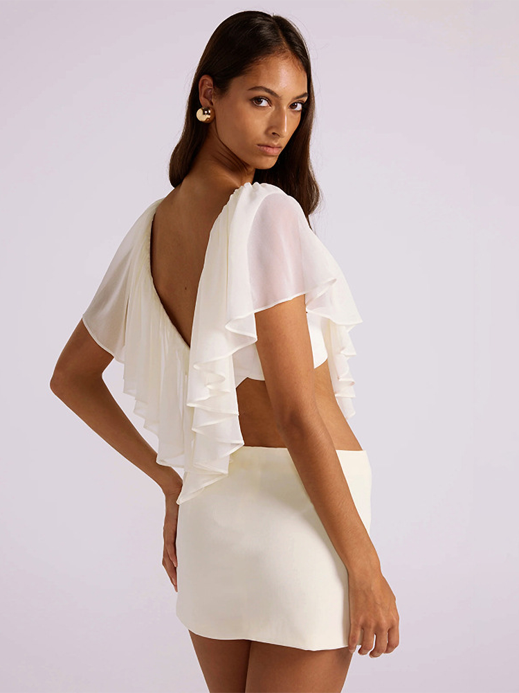 Absobe Women Chiffon Ruffle Mi - V Neck Cami Top incelemesi ve fiyatı