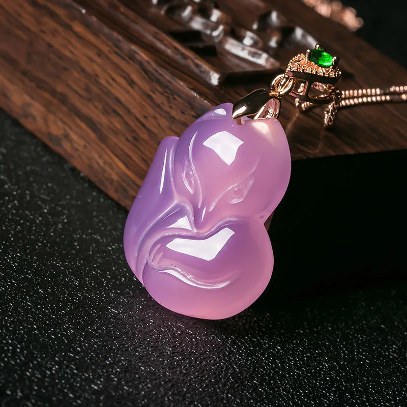 Natural Purple Agate Fox Penda - Women'S Fashion Jewellery incelemesi ve fiyatı