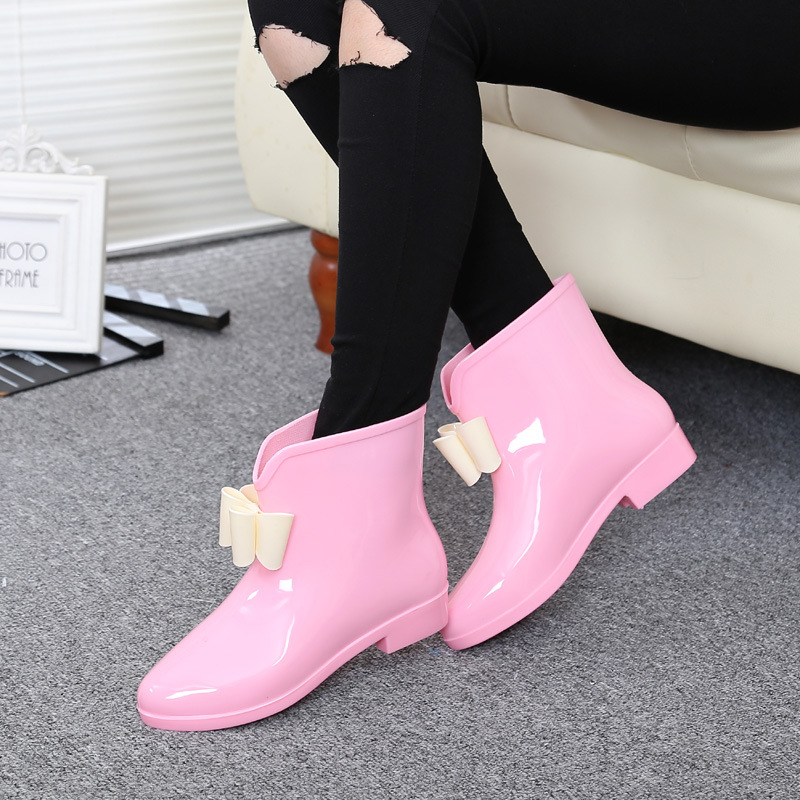 Women Flower Bowtie Ankle Boot - Women'S Fashion Rain Boots incelemesi ve fiyatı