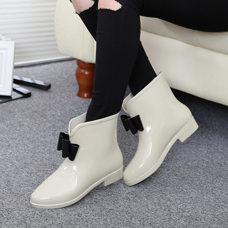Women Flower Bowtie Ankle Boot - Women'S Fashion Rain Boots incelemesi ve fiyatı