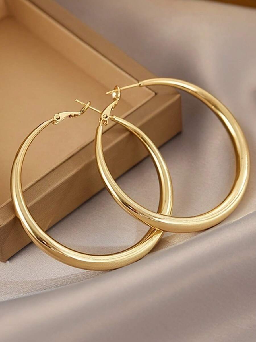 Shiny Gold Tone Y2K Minimalist - Women'S Fashion Earrings incelemesi ve fiyatı