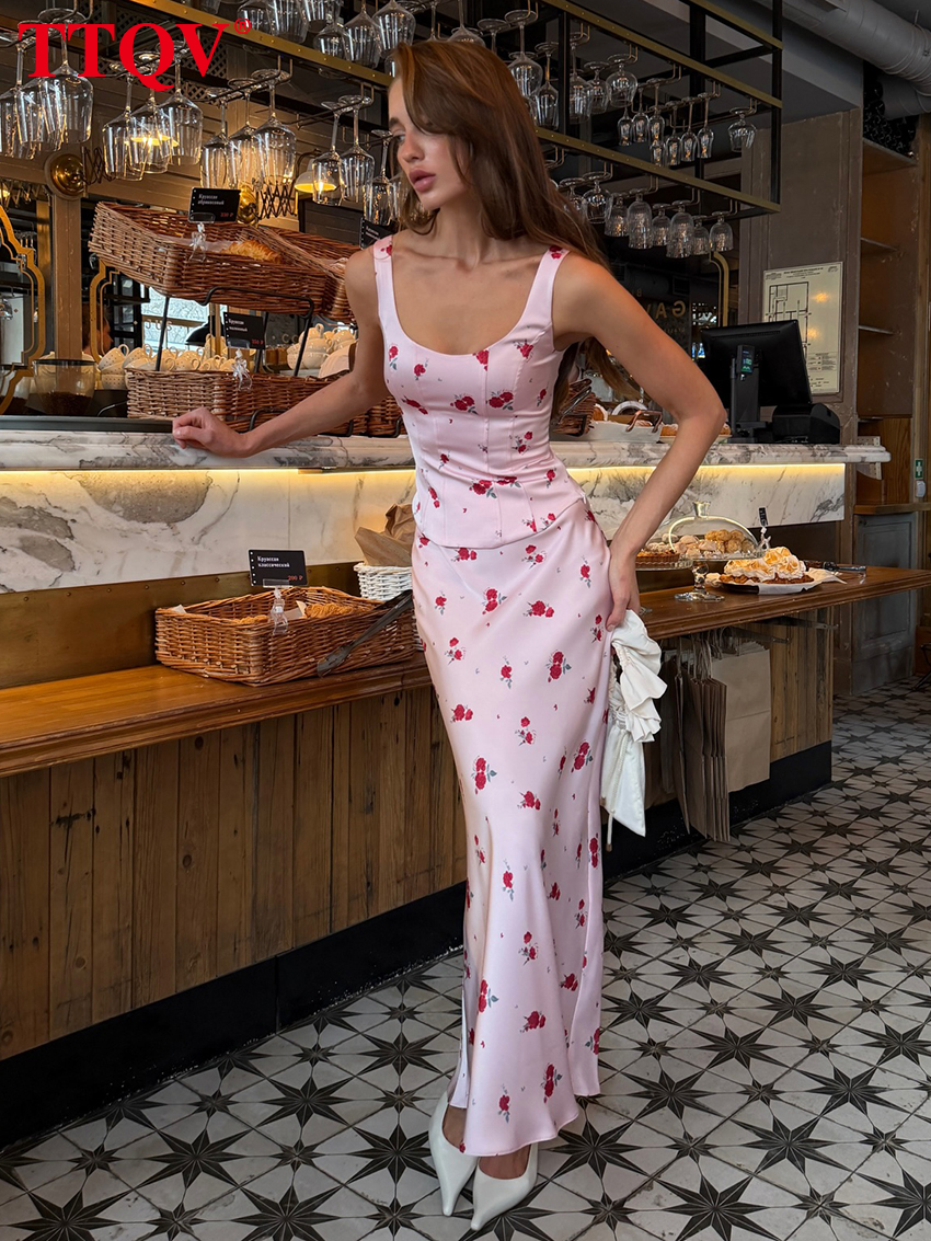 TTQV Summer Slim Print 2 Piece - V Neck Cami Top incelemesi ve fiyatı