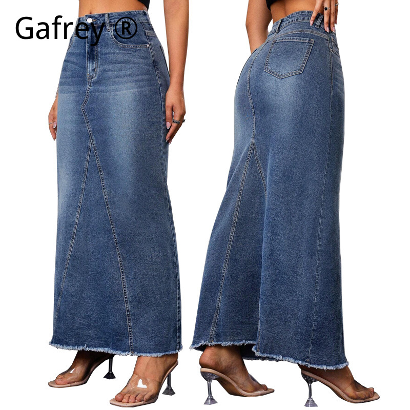 Women Denim Midi Skirt High Wa - Women Fashion Jeans incelemesi ve fiyatı