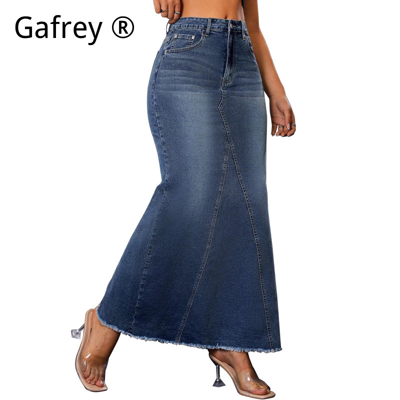 Women Denim Midi Skirt High Wa - Women Fashion Jeans incelemesi ve fiyatı