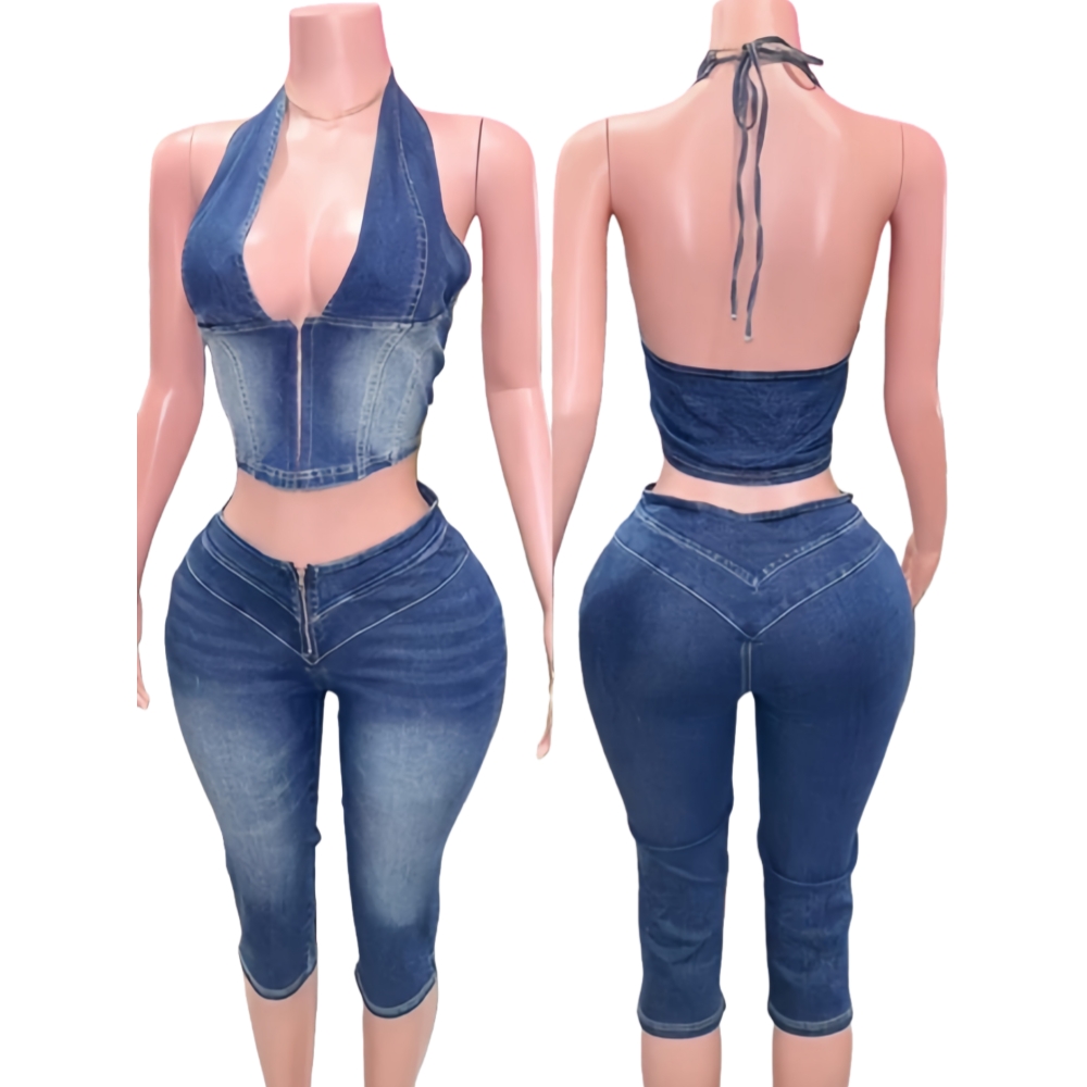 HLJ&GG Blue Fashion Denim Halt - Women Fashion Jeans Top incelemesi ve fiyatı