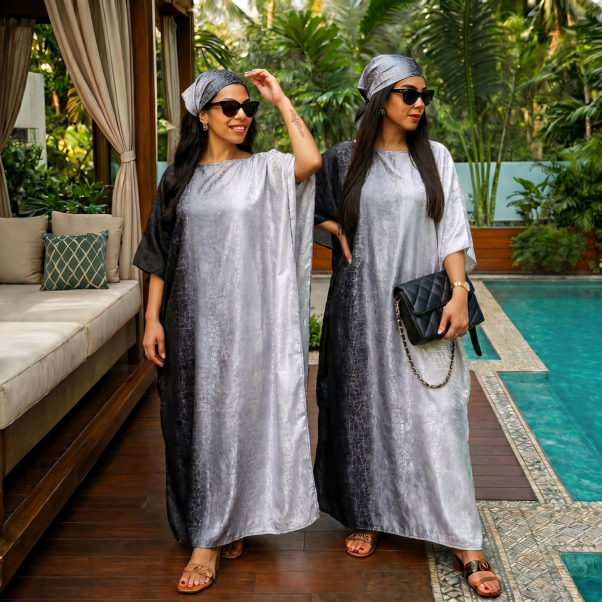 2PCS Gradient Cracked Satin Mu - Women Fashion Wear incelemesi ve fiyatı
