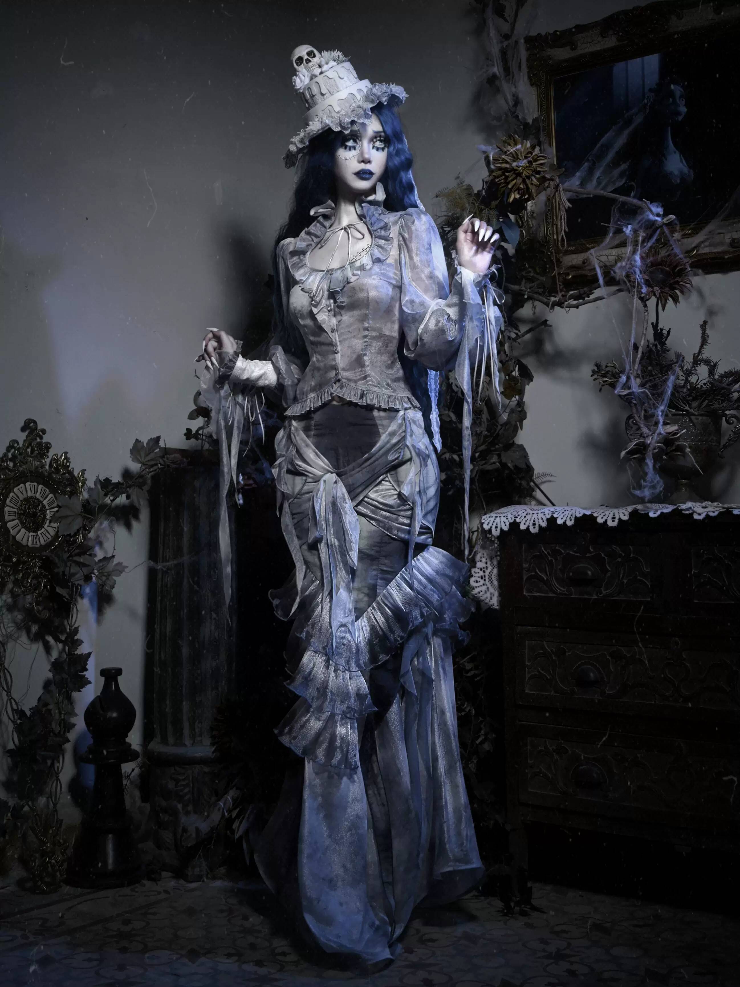 Corpse Bride Gothic Sheer Mesh - Puff Sleeve Blouse incelemesi ve fiyatı