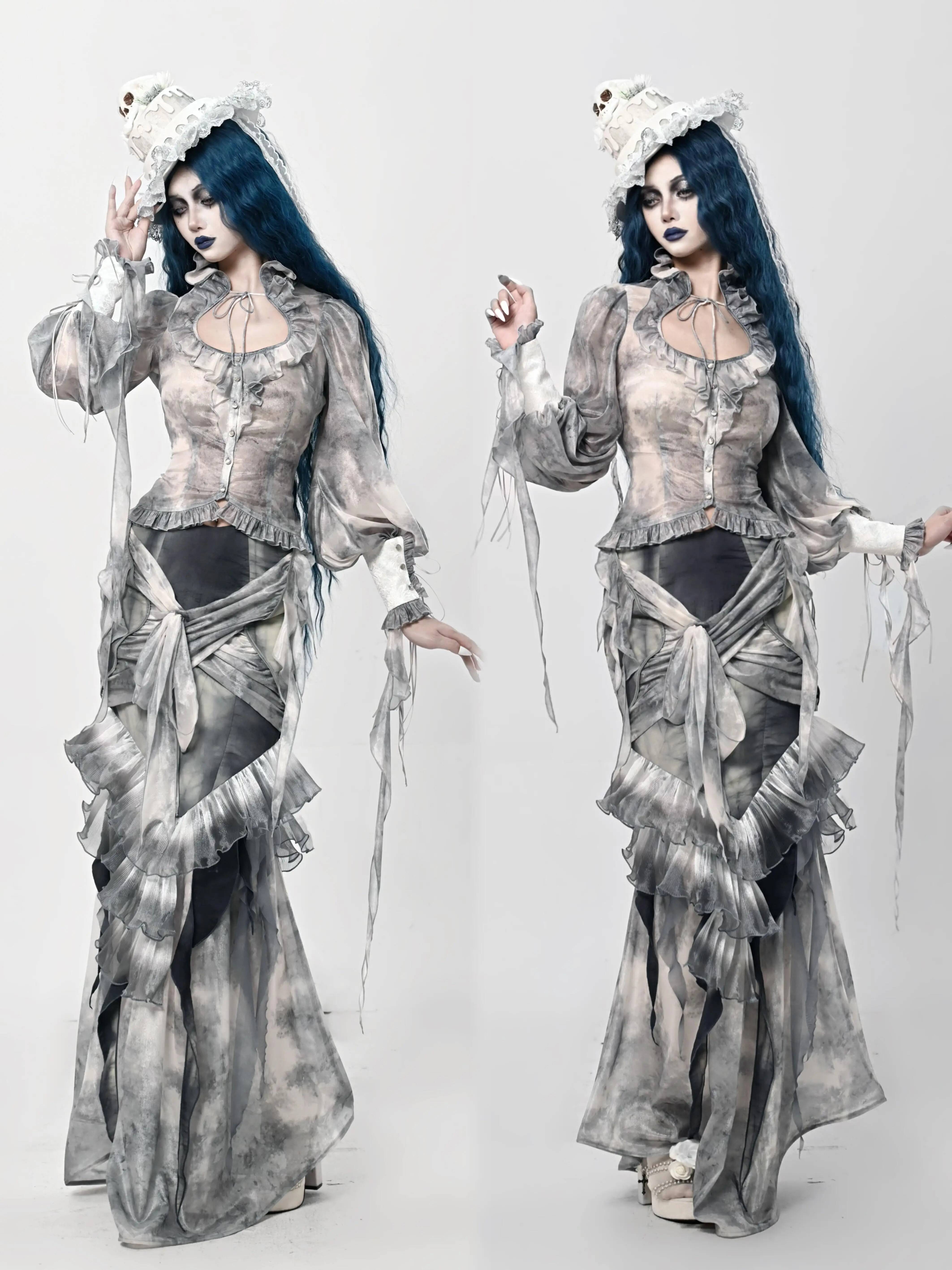 Corpse Bride Gothic Sheer Mesh - Puff Sleeve Blouse incelemesi ve fiyatı
