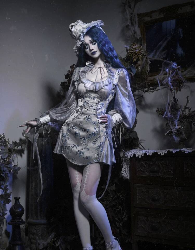 Corpse Bride Gothic Sheer Mesh - Puff Sleeve Blouse incelemesi ve fiyatı