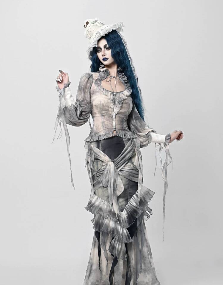 Corpse Bride Gothic Sheer Mesh - Puff Sleeve Blouse incelemesi ve fiyatı