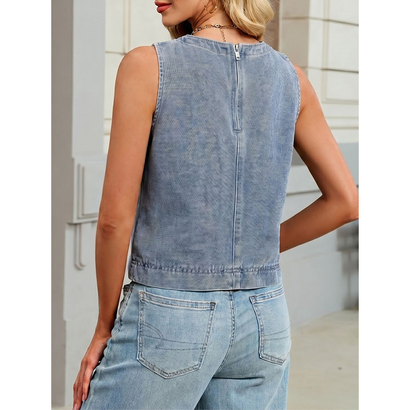 Benuynffy Casual Round Neck De - Women Fashion Jeans Top incelemesi ve fiyatı