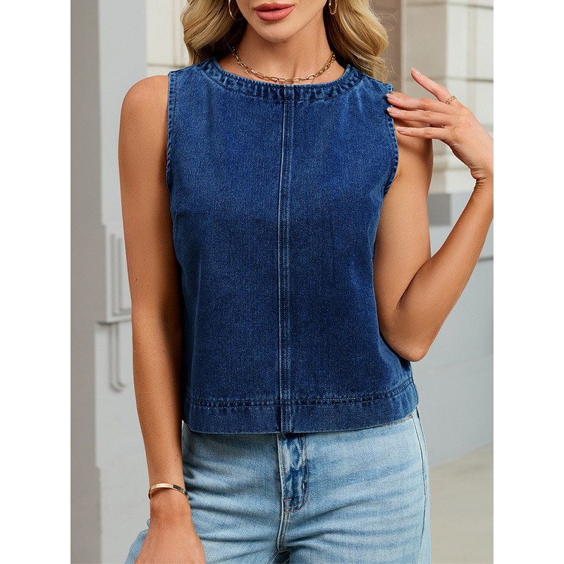 Benuynffy Casual Round Neck De - Women Fashion Jeans Top incelemesi ve fiyatı