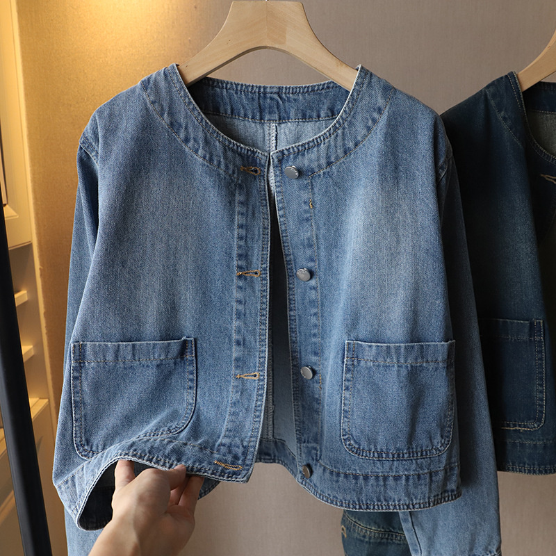 Fashion O-neck Denim Jacket Wo - Women Fashion Jeans Top incelemesi ve fiyatı