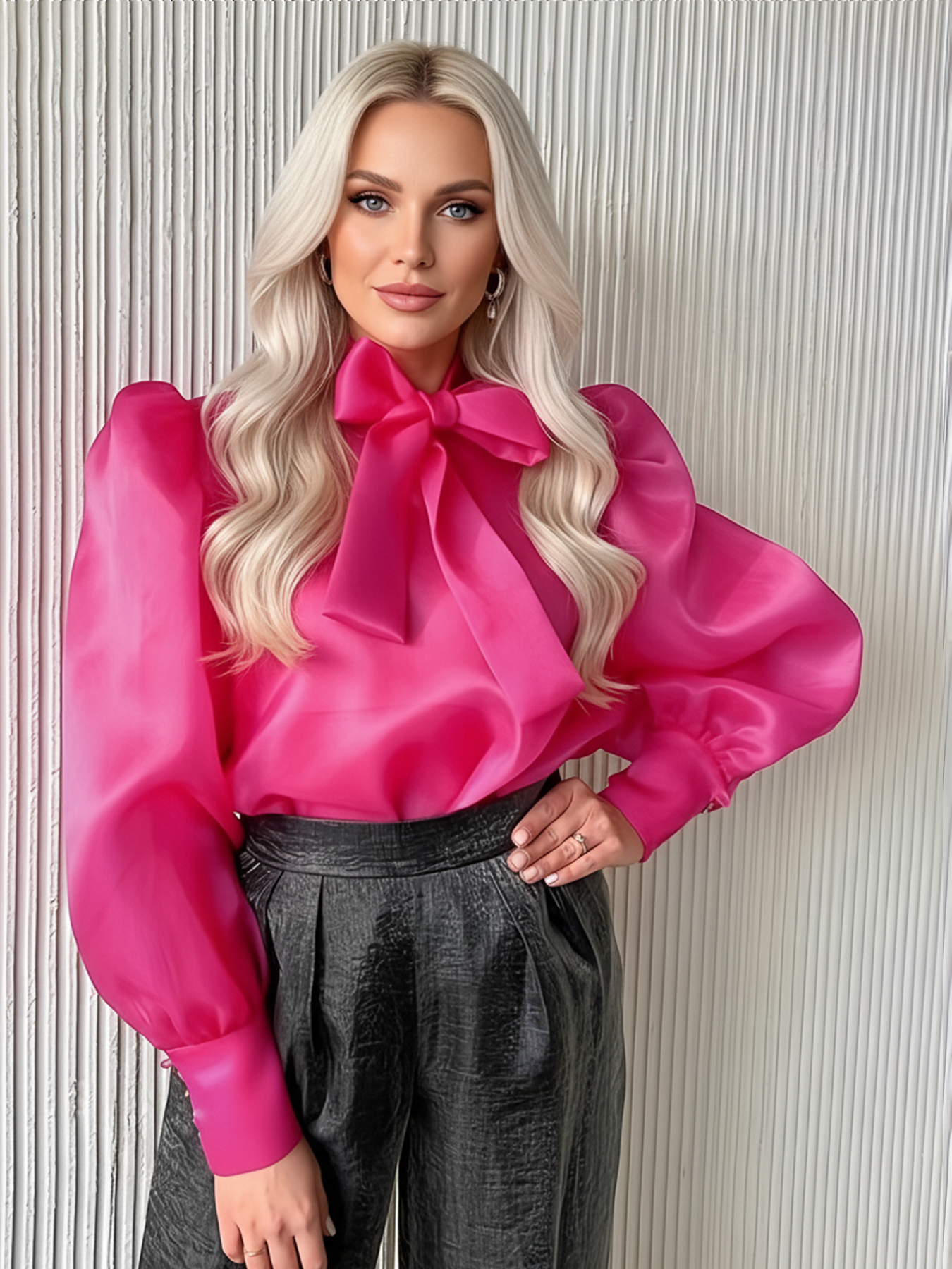 Plus Size Women's See-through  - Puff Sleeve Blouse incelemesi ve fiyatı