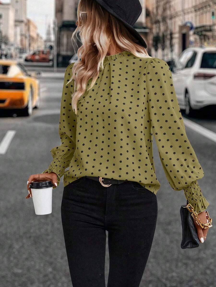 Casual Polka Dot Puff Sleeve B - Puff Sleeve Blouse incelemesi ve fiyatı