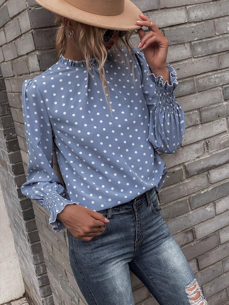 Casual Polka Dot Puff Sleeve B - Puff Sleeve Blouse incelemesi ve fiyatı