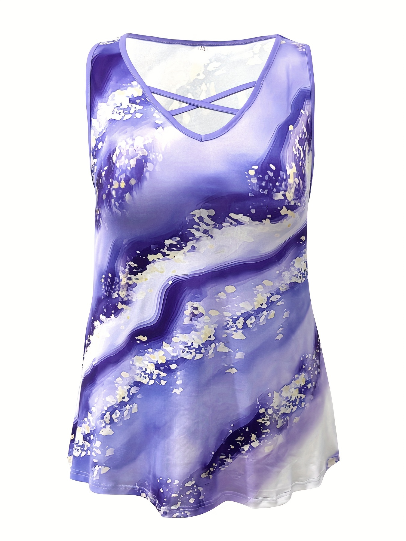 Plus Size Marble Print Tank To - V Neck Cami Top incelemesi ve fiyatı
